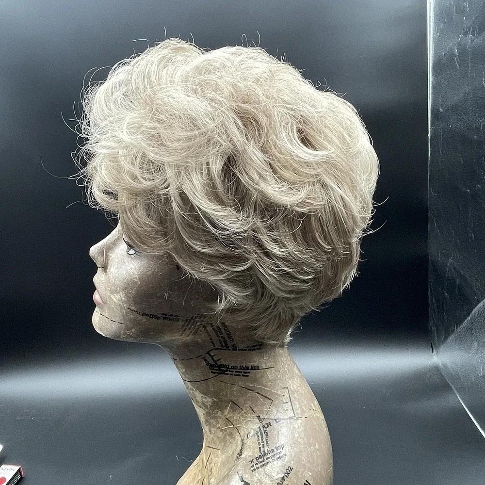 Vintage Short Blonde Wig Modacrylic PVC Fiber Made In Korea
